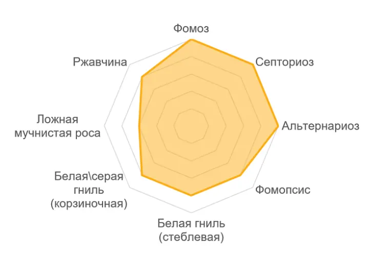 Спектр эффективности АМИСТАР® Голд против основных болезней подсолнечника