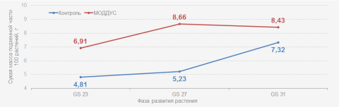 Сухая масса подземной части 100 растений, г Сухая масса подземной части 100 растений, г